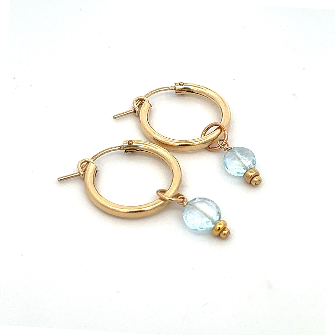 faceted birthstone coin charm - hoop earrings - workshopunderground.com