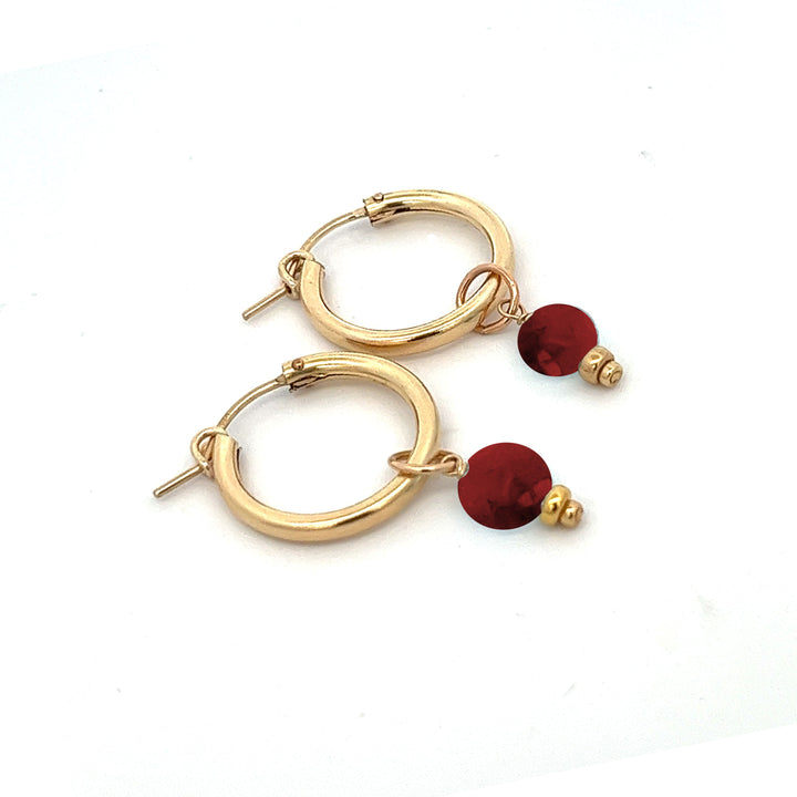 faceted birthstone coin charm - hoop earrings - workshopunderground.com