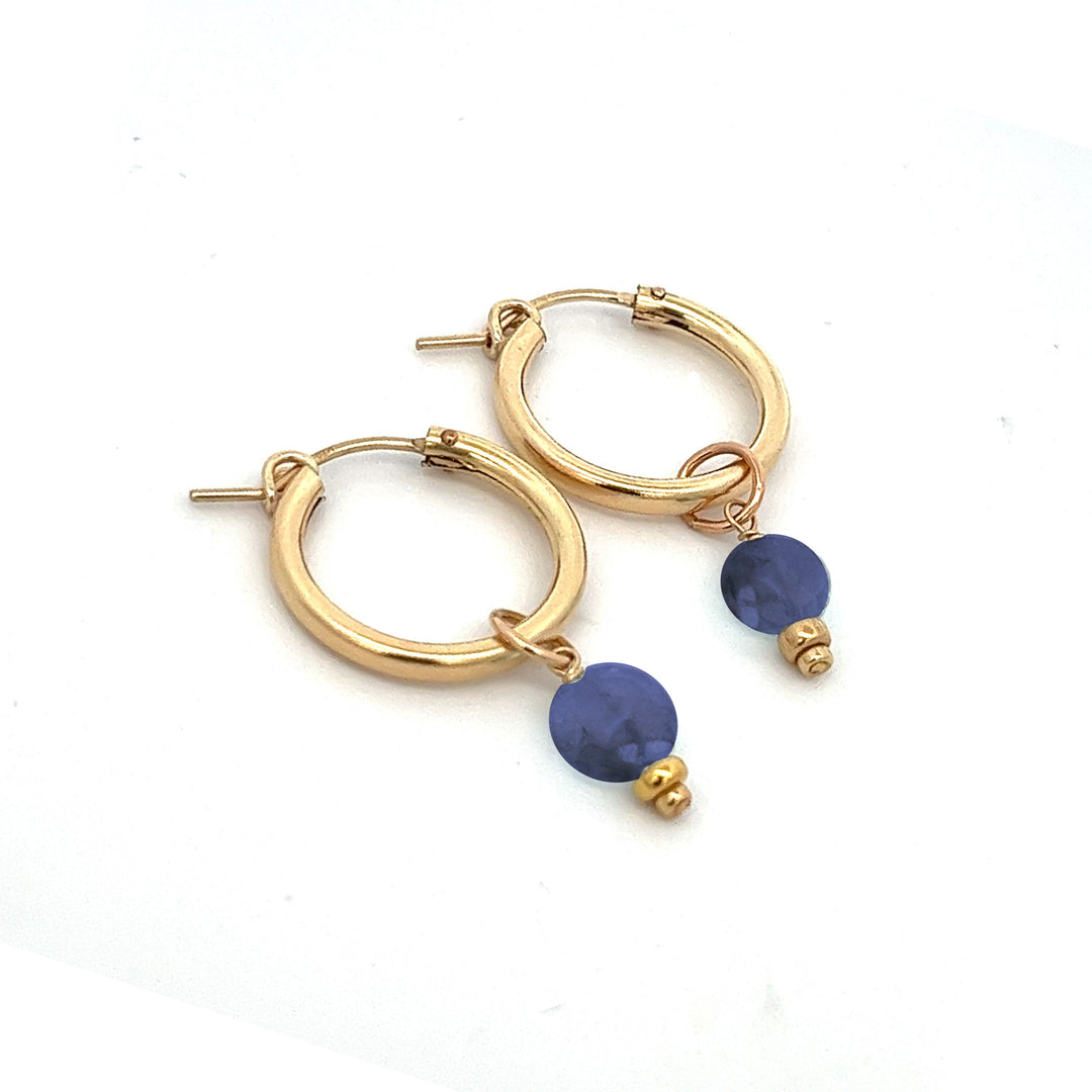 faceted birthstone coin charm - hoop earrings - workshopunderground.com