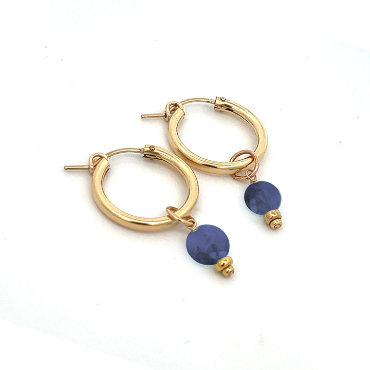 faceted birthstone coin charm - hoop earrings - workshopunderground.com