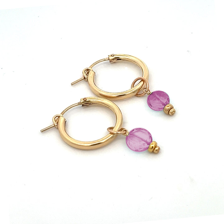 faceted birthstone coin charm - hoop earrings - workshopunderground.com