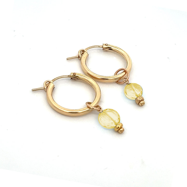 faceted birthstone coin charm - hoop earrings - workshopunderground.com