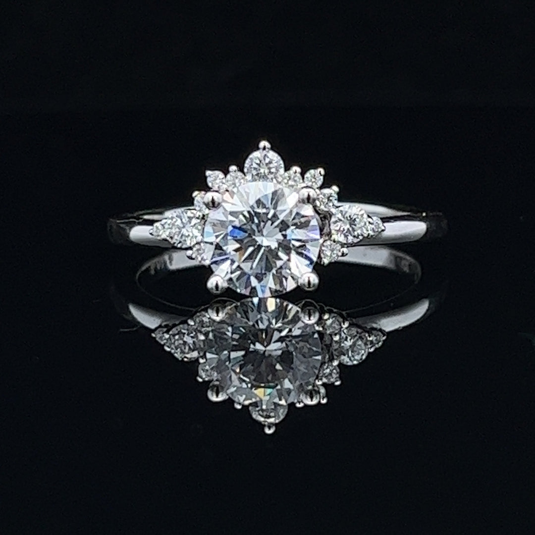 1 1/8 ctw floral halo diamond engagement ring - workshopunderground.com