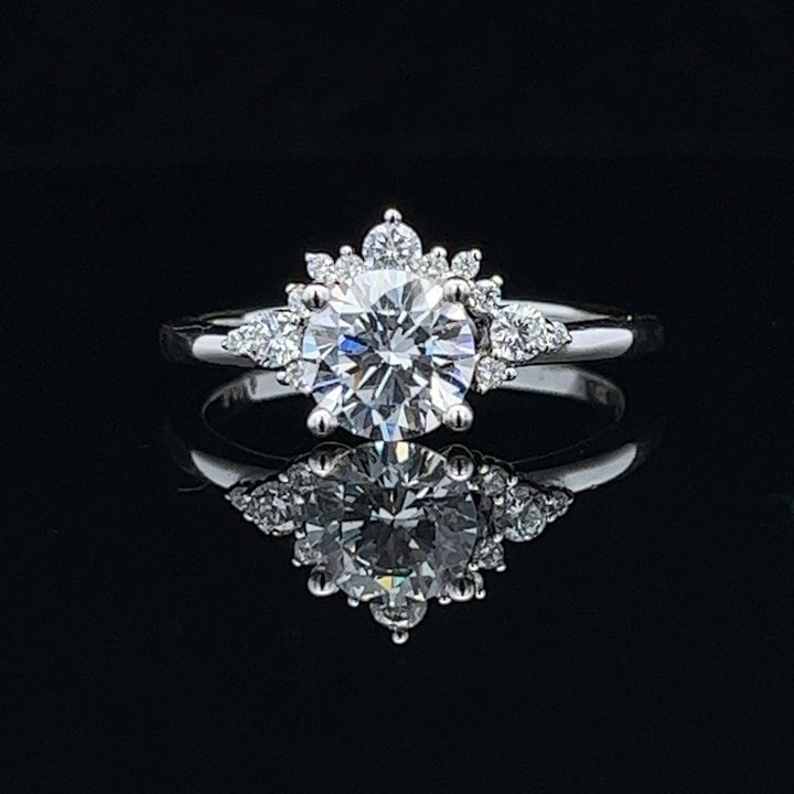 1 1/8 ctw floral halo diamond engagement ring - workshopunderground.com