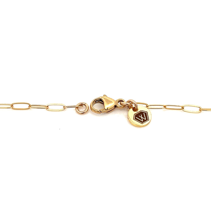 emerald baguette gold bar & paperclip chain necklace