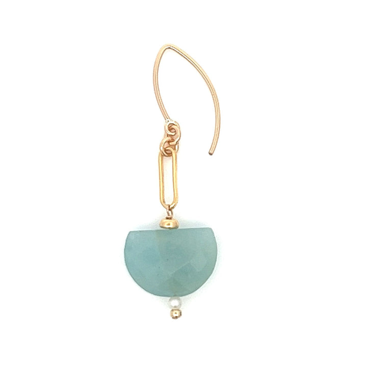 aquamarine crescent moon & pearl drop earrings - workshopunderground.com