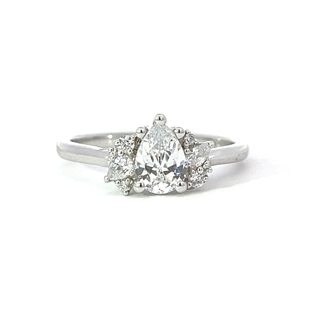 1 5/8 ctw pear diamond engagement ring with diamond accents - workshopunderground.com