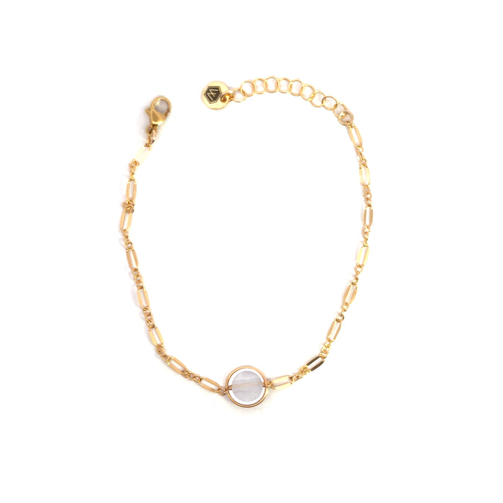 halo birthstone shimmer link bracelet