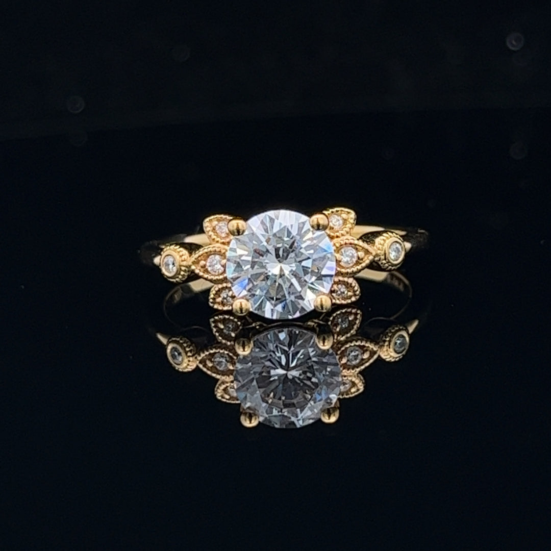 1 ctw diamond engagement ring with floral diamond accents - workshopunderground.com
