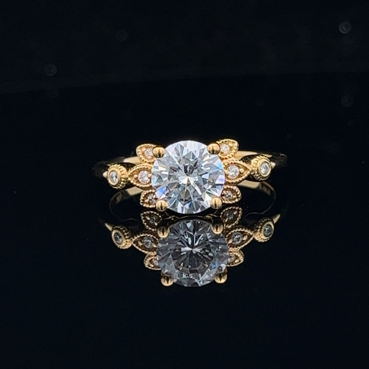 1 ctw diamond engagement ring with floral diamond accents - workshopunderground.com