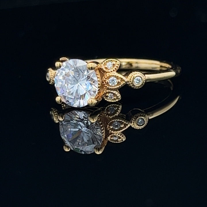1 ctw diamond engagement ring with floral diamond accents - workshopunderground.com
