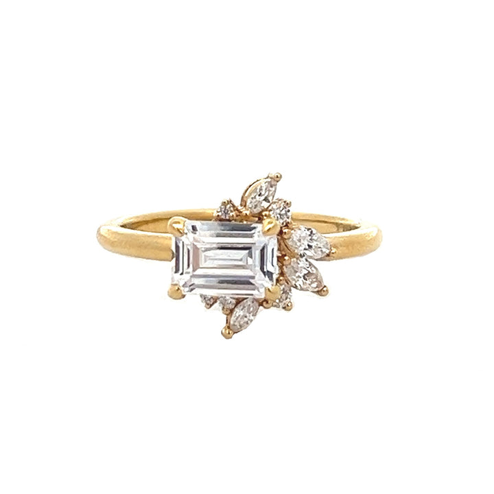 1 1/2 ctw emerald-cut diamond engagement ring with marquise diamond accents - workshopunderground.com
