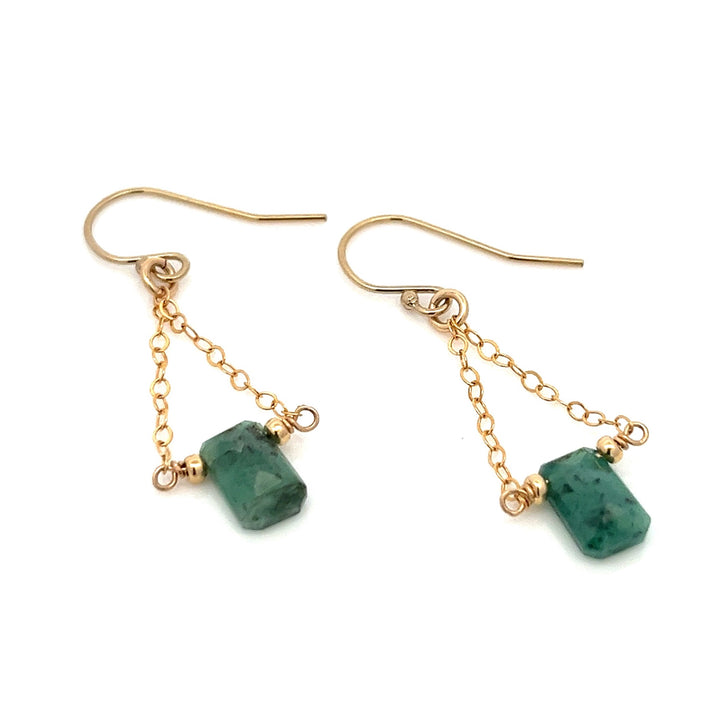 emerald baguette trapeze earrings