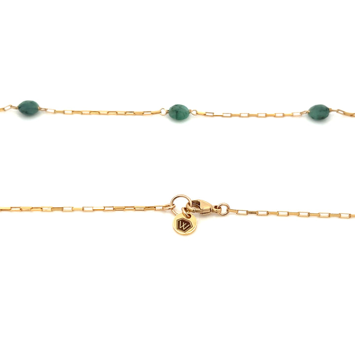 faceted emerald coin five-station necklace