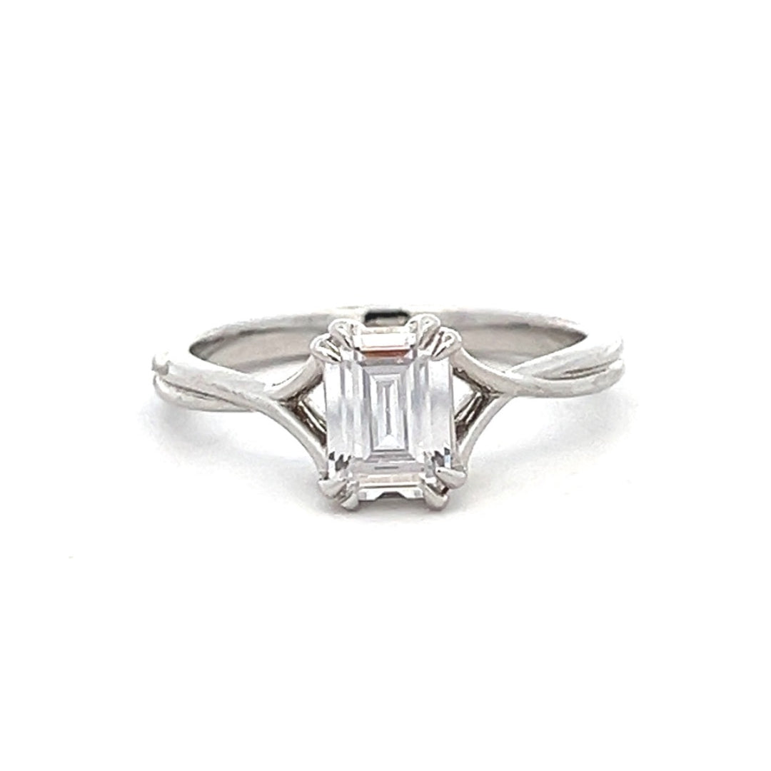 1 ctw double claw emerald-cut diamond engagement ring - workshopunderground.com