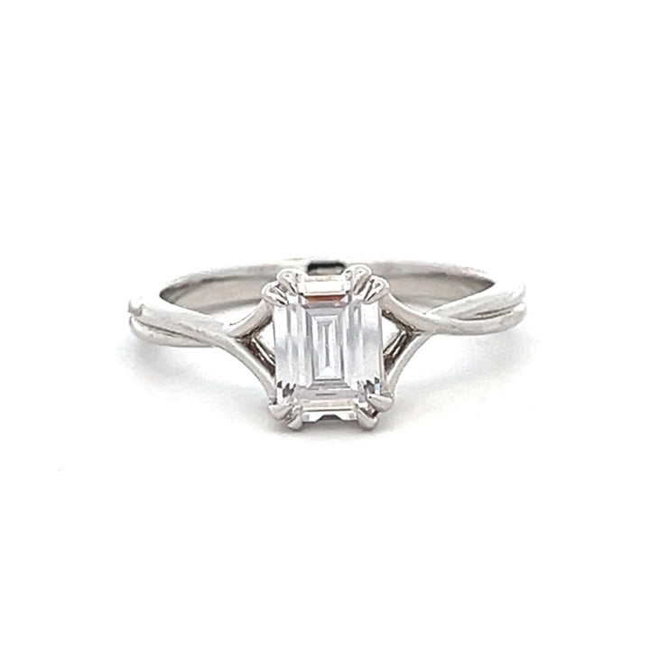 1 ctw double claw emerald-cut diamond engagement ring - workshopunderground.com