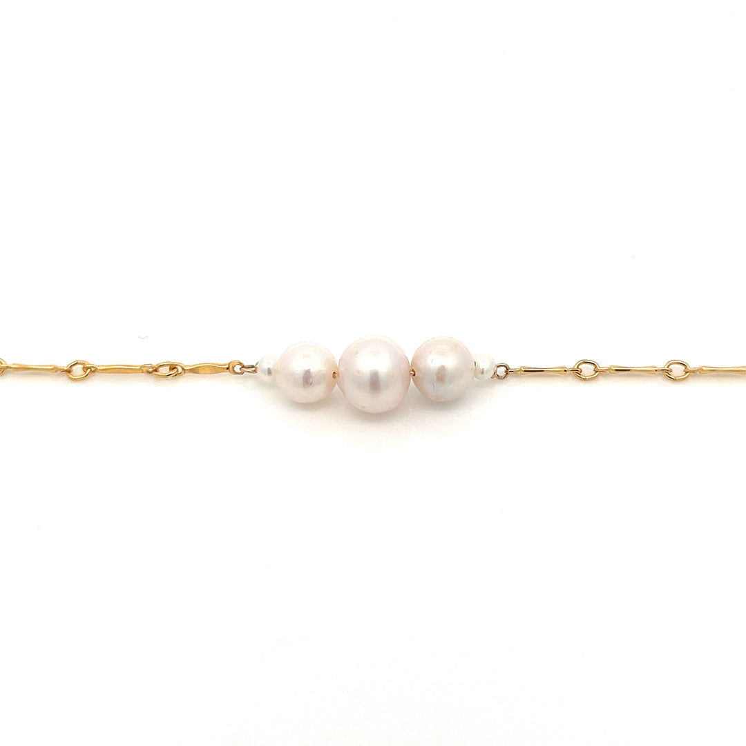 graduated five-pearl and gold bar bracelet - workshopunderground.com