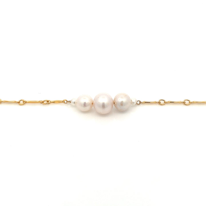 graduated five-pearl and gold bar bracelet - workshopunderground.com