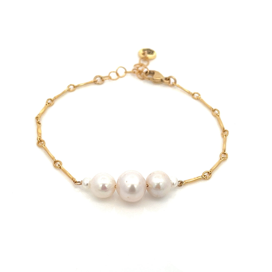 graduated five-pearl and gold bar bracelet - workshopunderground.com