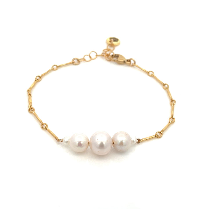 graduated five-pearl and gold bar bracelet - workshopunderground.com