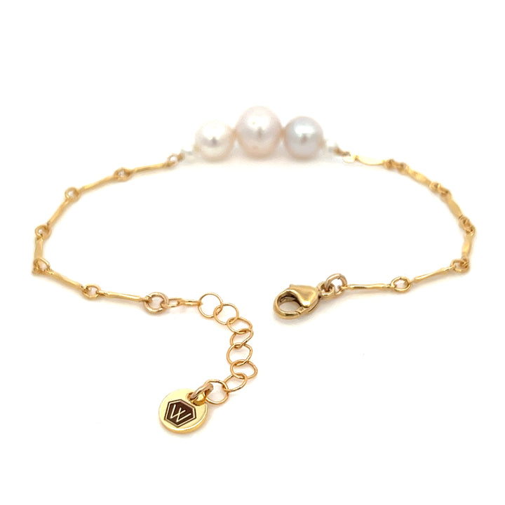 graduated five-pearl and gold bar bracelet - workshopunderground.com