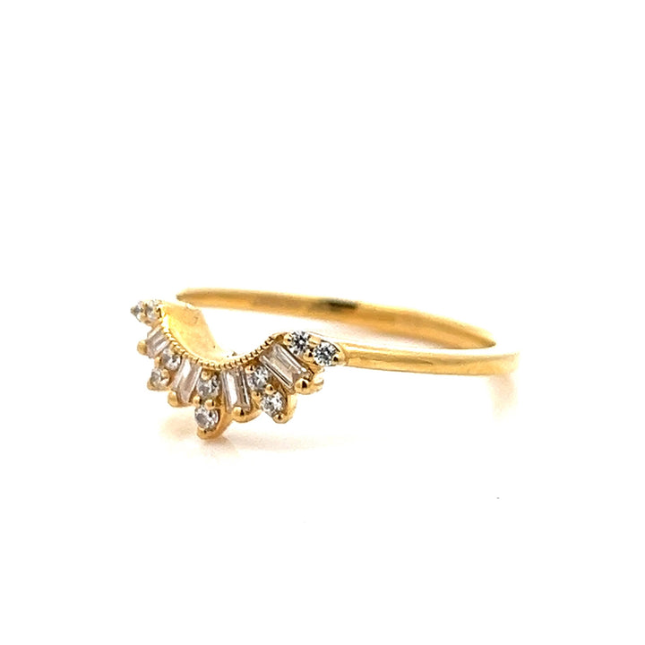 milgrain contour baguette & round diamond band