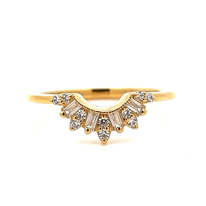 milgrain contour baguette & round diamond band