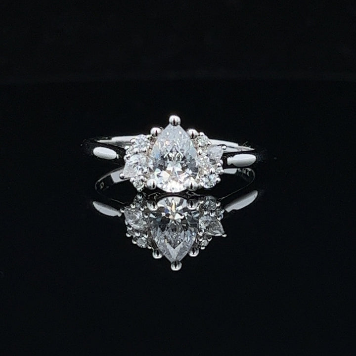1 5/8 ctw pear diamond engagement ring with diamond accents - workshopunderground.com