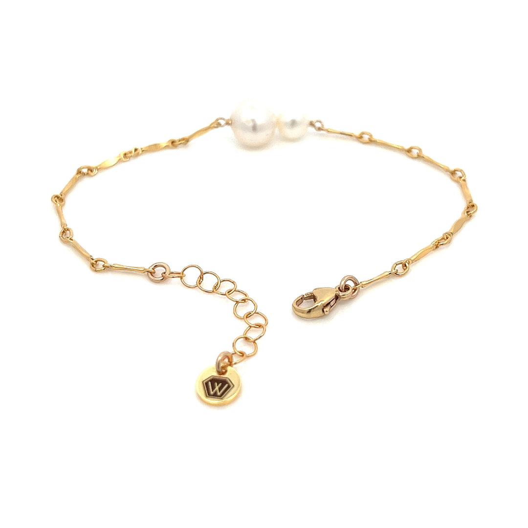 graduated duo pearl and gold bar bracelet - workshopunderground.com
