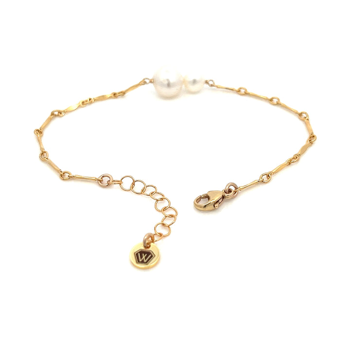 graduated duo pearl and gold bar bracelet - workshopunderground.com