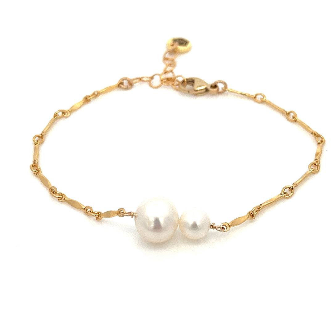graduated duo pearl and gold bar bracelet - workshopunderground.com