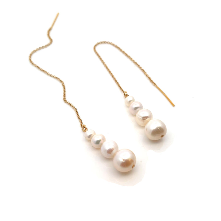 graduated 4-pearl threader earrings