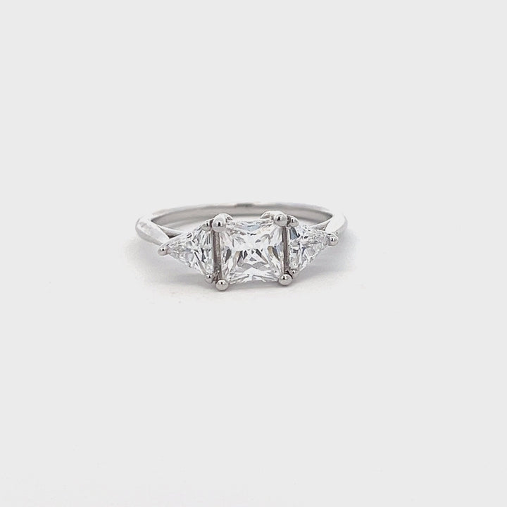 1.5 ctw three-stone princess cut & trillions diamond engagement ring