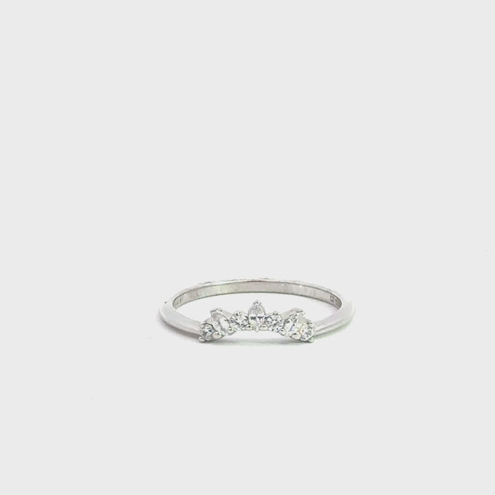 curved round & marquise diamond band