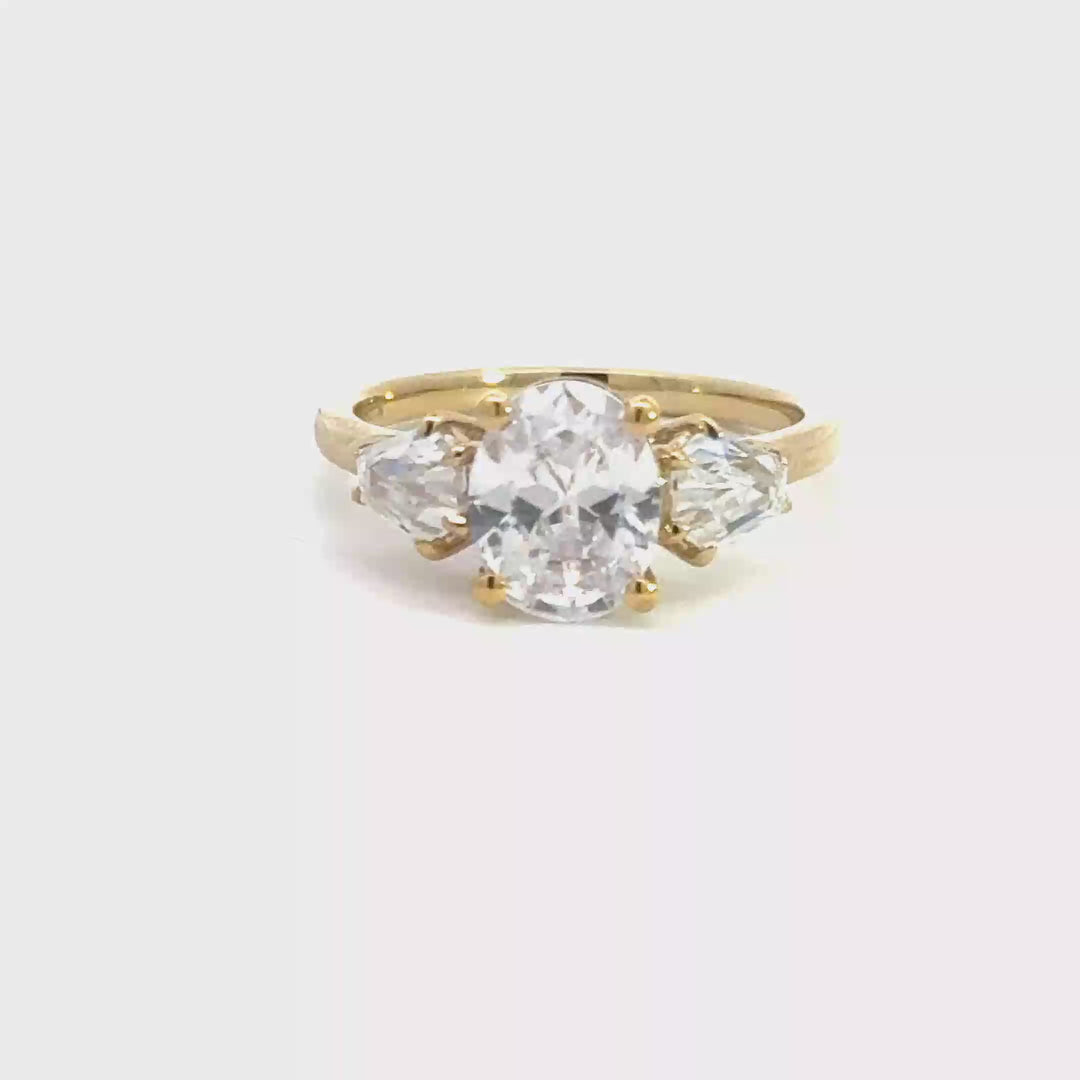 2.5 ctw oval diamond three-stone hexagon engagement ring