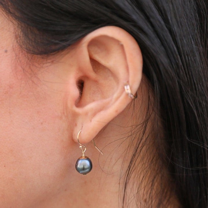 14K van luna - tahitian pearl drop earrings