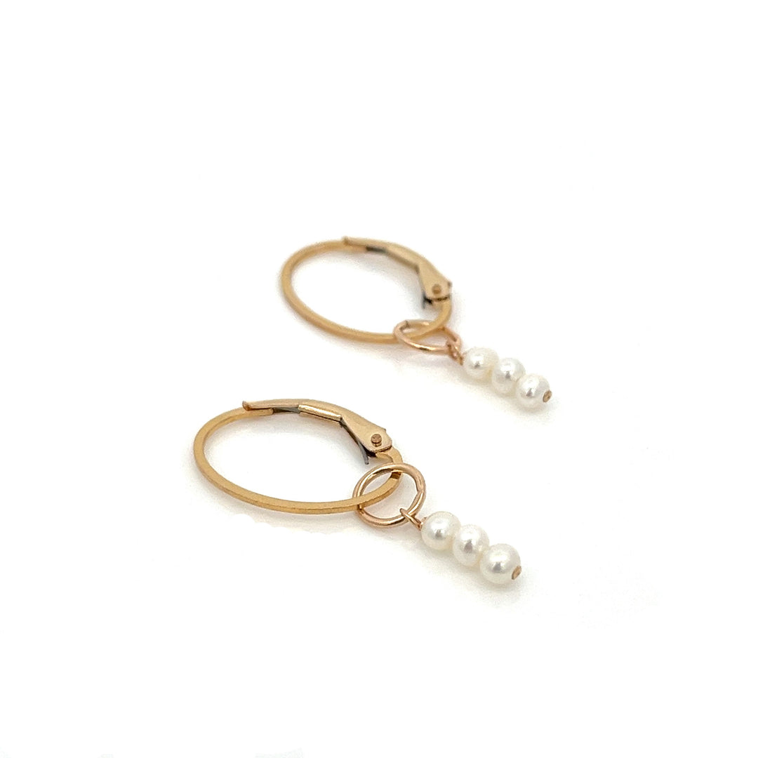 three baby pearl stick earrings - workshopunderground.com
