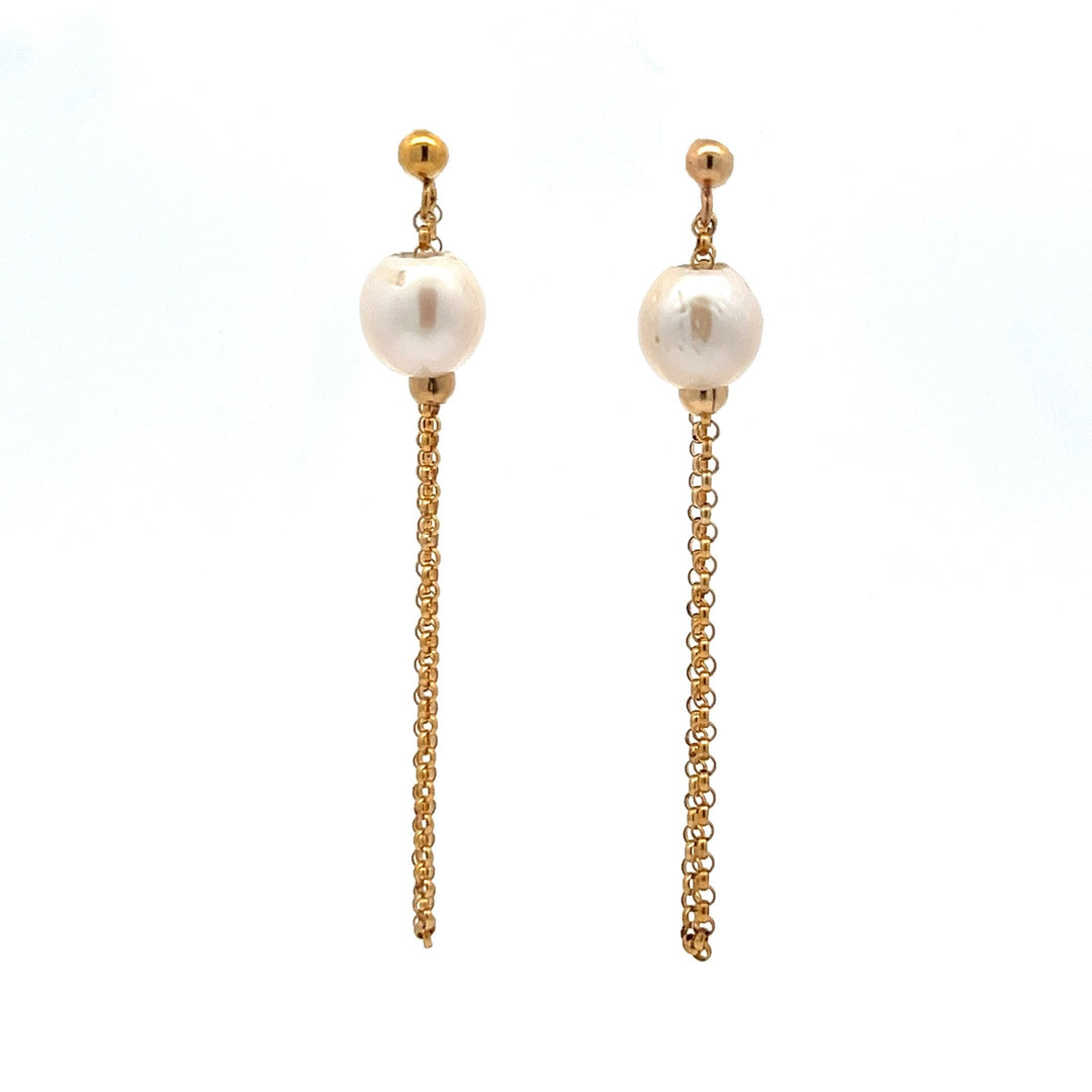 pearl chain swing earrings