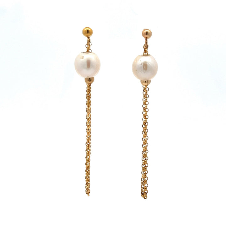 pearl chain swing earrings