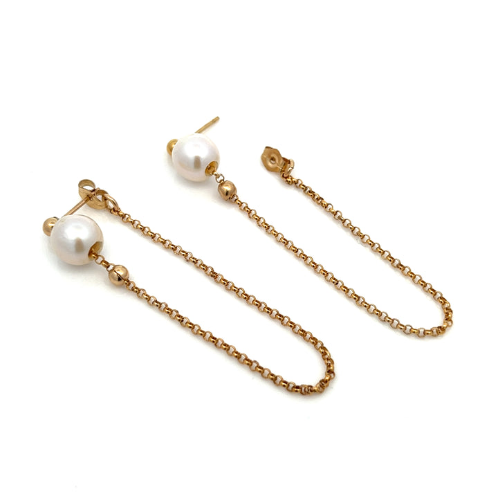 pearl chain swing earrings