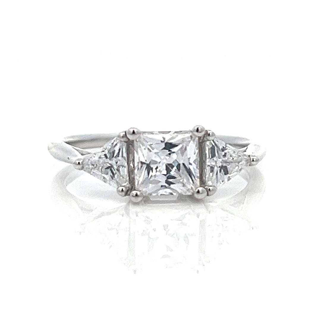 1.5 ctw three-stone princess cut & trillions diamond engagement ring