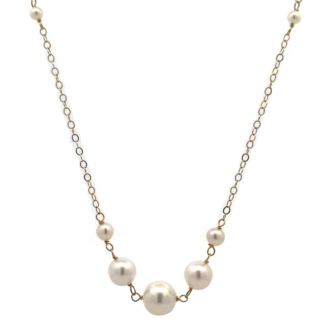 14K van luna - graduated akoya pearl necklace