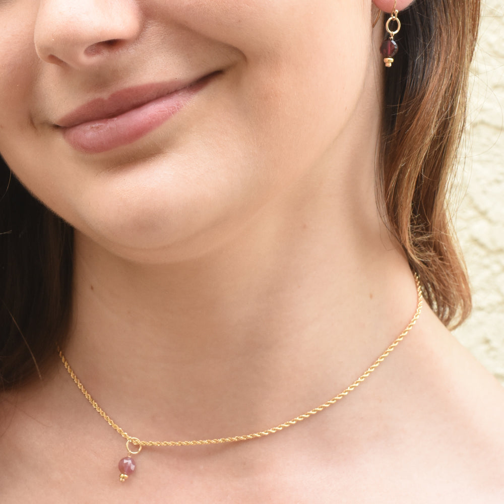 faceted birthstone coin charm - shepherd's hook earrings - workshopunderground.com