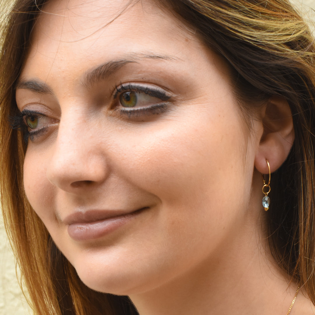 faceted birthstone coin charm - lever back earrings - workshopunderground.com
