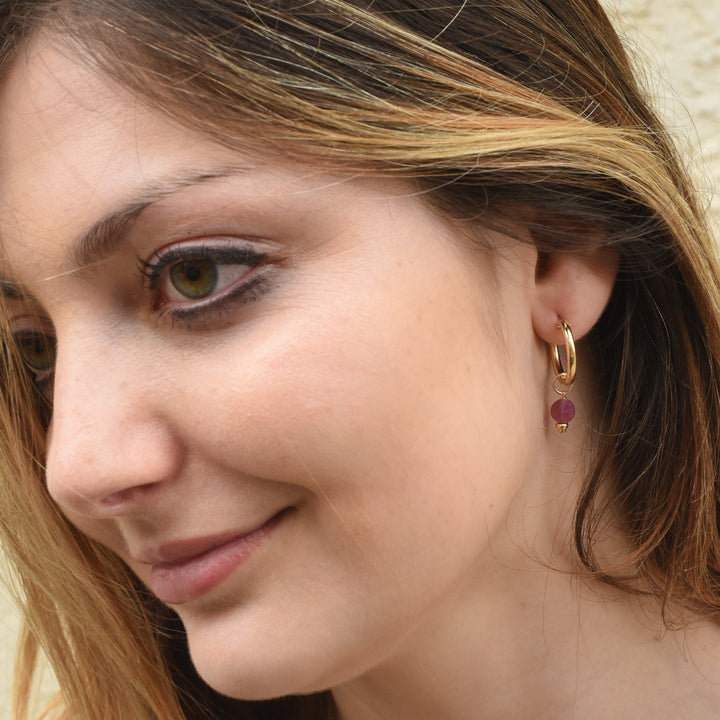 faceted birthstone coin charm - hoop earrings - workshopunderground.com