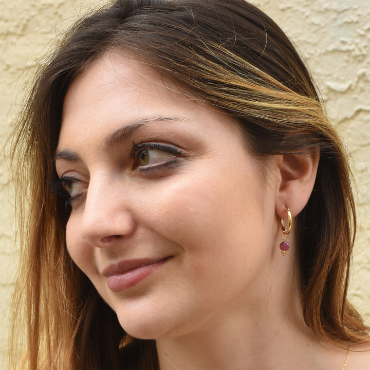 faceted birthstone coin charm - hoop earrings - workshopunderground.com