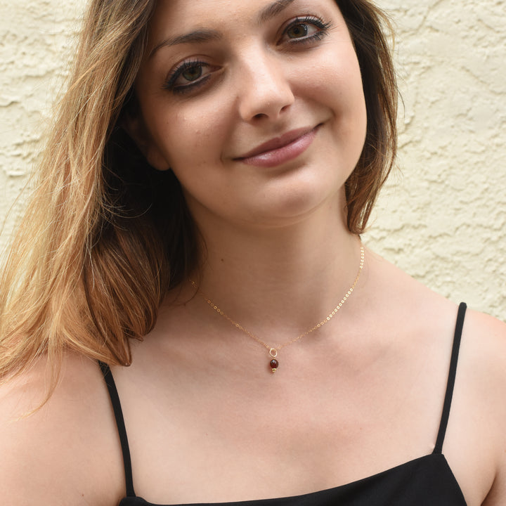 faceted birthstone coin charm - classic cable necklace - workshopunderground.com