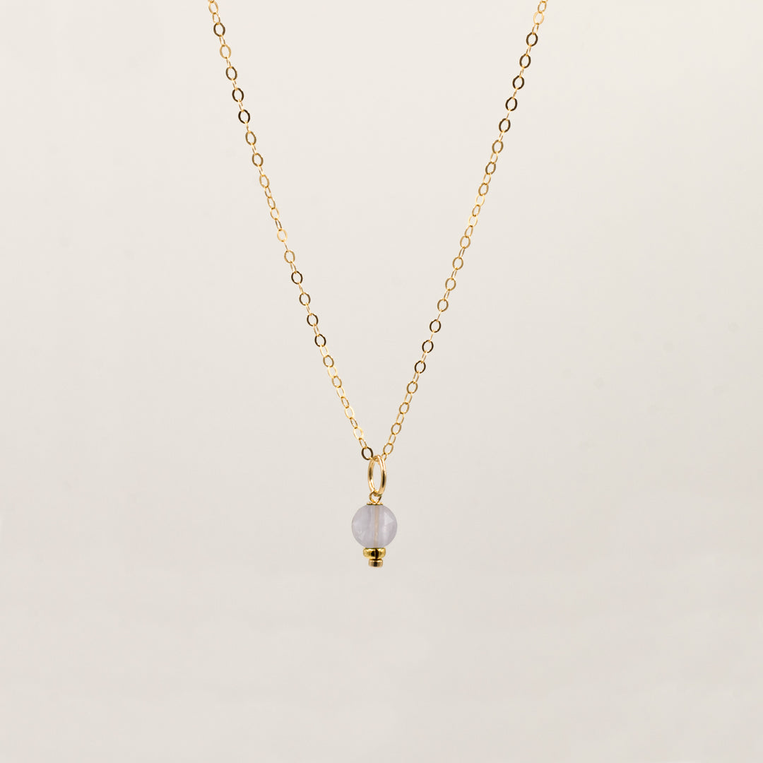 faceted birthstone coin charm - classic cable necklace - workshopunderground.com