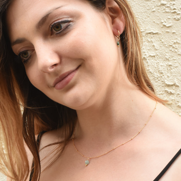 faceted birthstone coin charm - golden rondelle necklace - workshopunderground.com