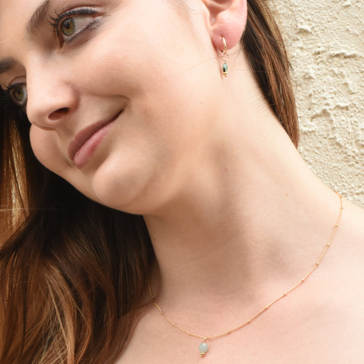 faceted birthstone coin charm - golden rondelle necklace - workshopunderground.com